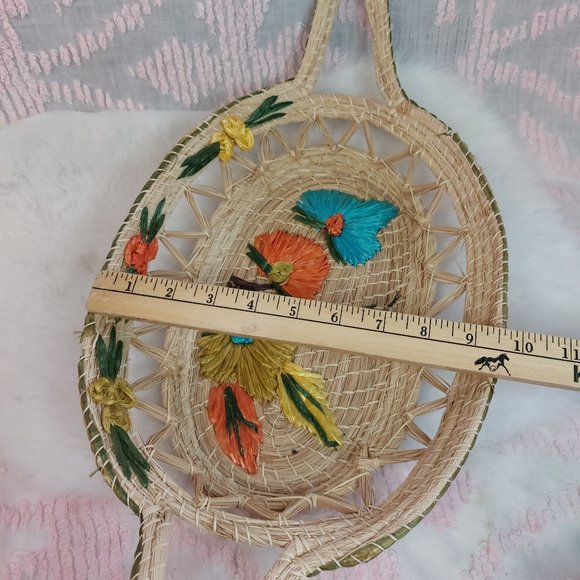 Vintage Boho Casserole Baskets Woven Raffia & Straw w/ Handles - Picture 7 of 8